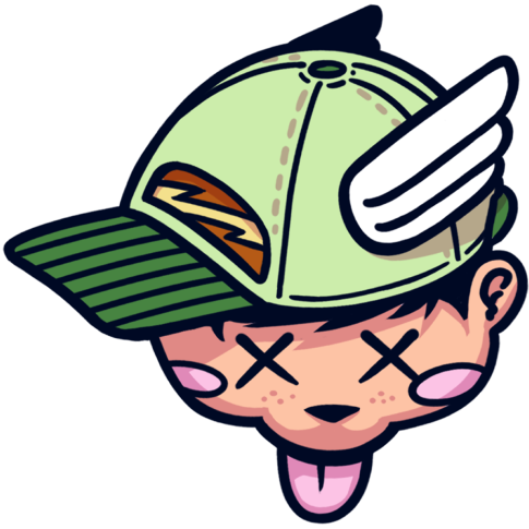 Graphic sticker of the head of a small character